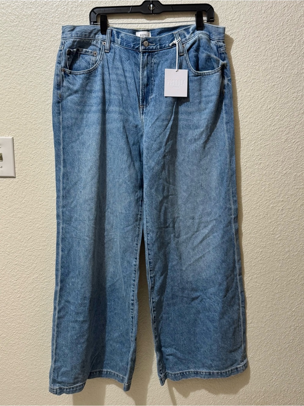 Pistola Light Blue Low Slung Palazzo Jeans 33